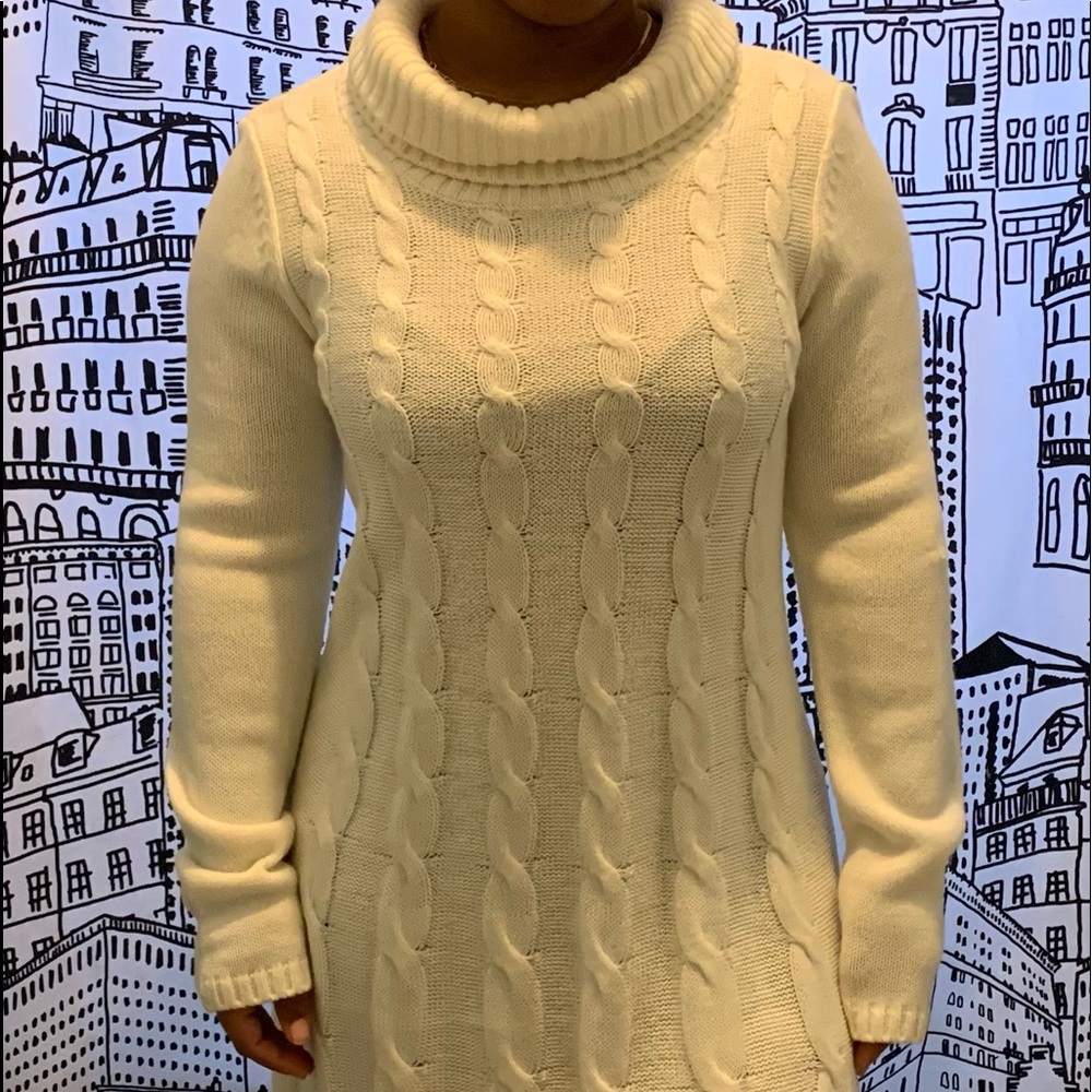 White sweater dress